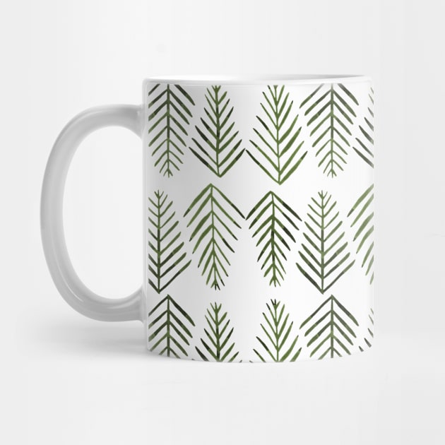 Watercolor pine trees pattern  - sap green by wackapacka